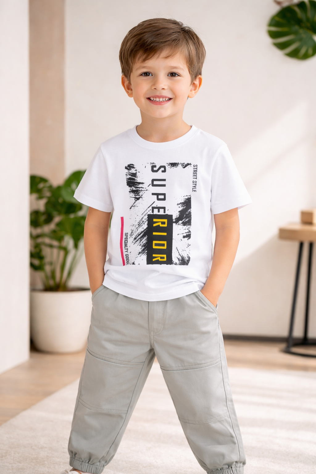 Boys Checkered Print Casual T-Shirt (Stylish Street Wear)