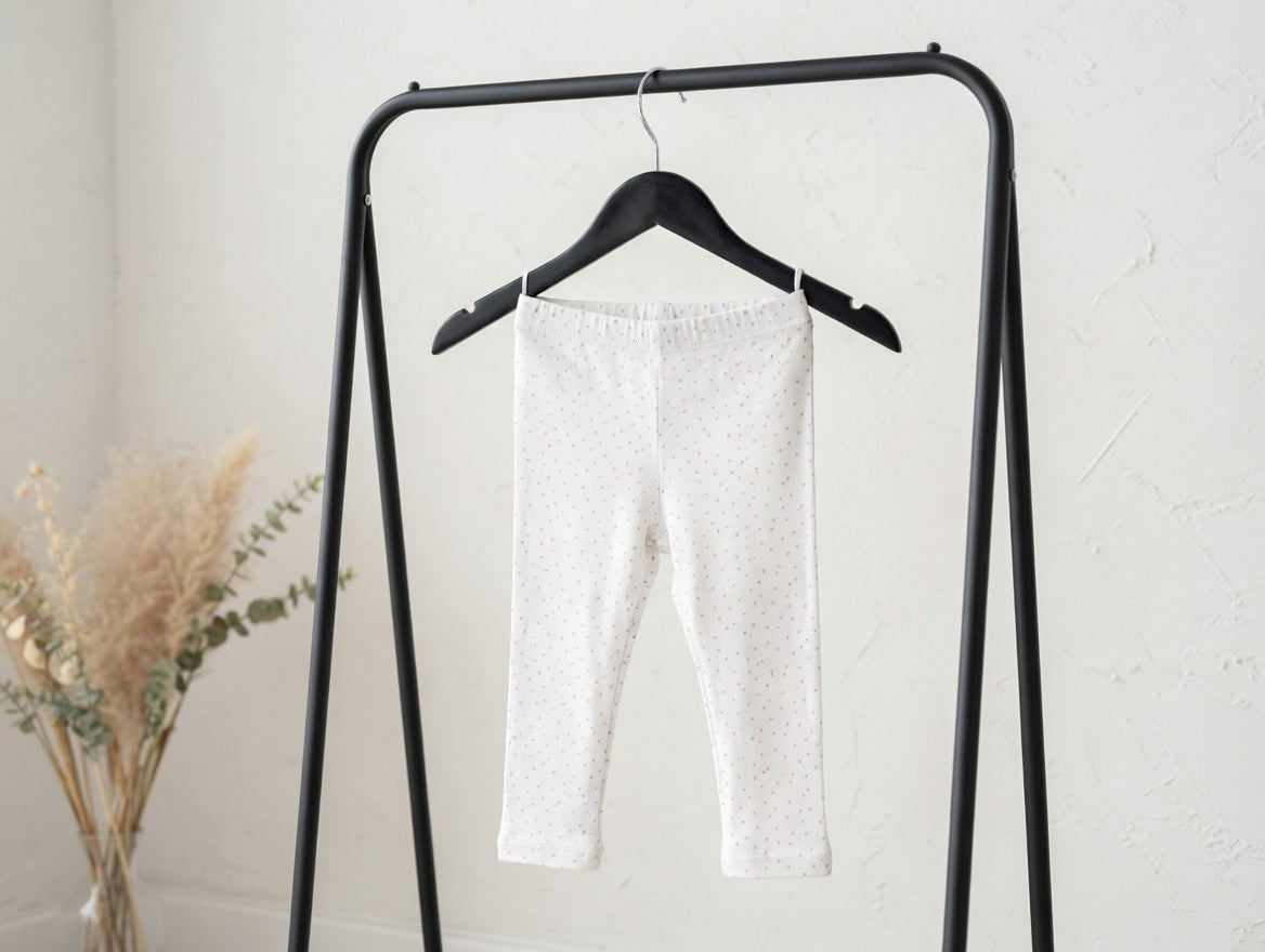 Kids White Polka Dot Leggings