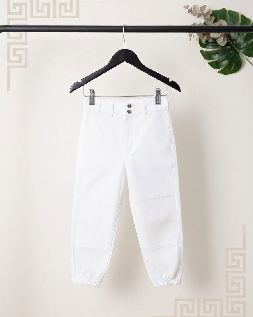 Boys White Cargo Jogger Pants (Comfort Fit)