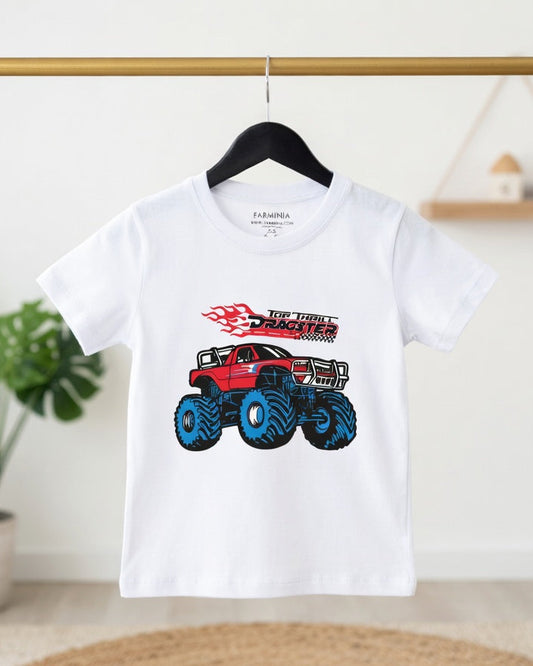 Kids White Monster Truck Graphic T-Shirt