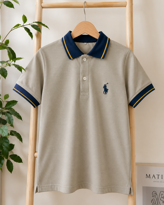 Beige & Navy Polo Shirt